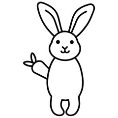 Obraz premium Cute cartoon bunny rabbit standing and waving with a friendly smile
