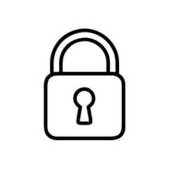 Black Padlock Icon Silhouette on White Background, Minimalist Lock Symbol for Security, Privacy, Encryption, Login, and Data Protection Interfaces