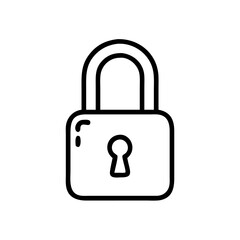 Black Padlock Icon Silhouette on White Background, Minimalist Lock Symbol for Security, Privacy, Encryption, Login, and Data Protection Interfaces
