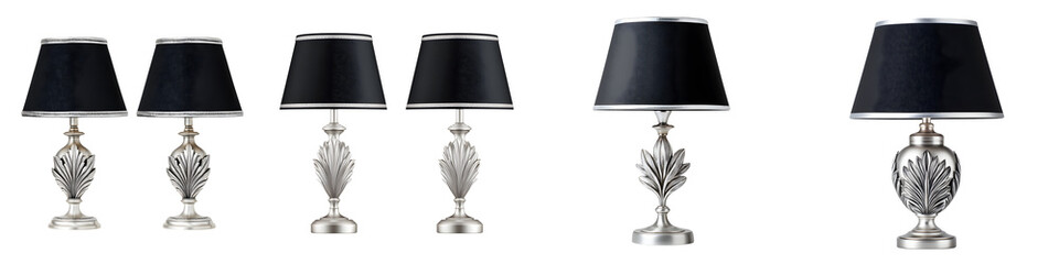 Elegant Table Lamp Collection Isolated on White