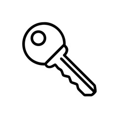 Black Key Icon Silhouette on White Background, Minimalist Access Symbol for Login, Authentication, Password Security, and Digital Key Interfaces
