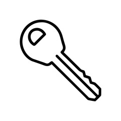 Black Key Icon Silhouette on White Background, Minimalist Access Symbol for Login, Authentication, Password Security, and Digital Key Interfaces