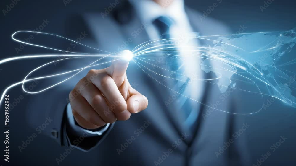 Aufkleber a seamless looping video with a blurred background shows a businessman interacting with a digital in