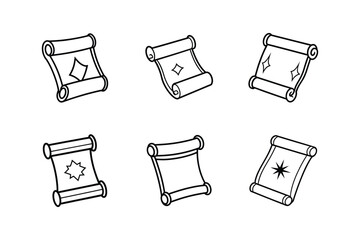 quest scroll icon line art vector illustration