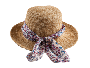 Stylish sun hat with floral scarf for summer outings