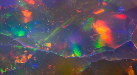 Vibrant Spectrum Close-Up of Opal's Iridescent Colors and Play-of-Color