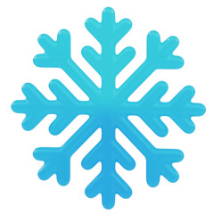 snowflake 3d render icon in cartoon plastic style minimal isolated on transparent white background