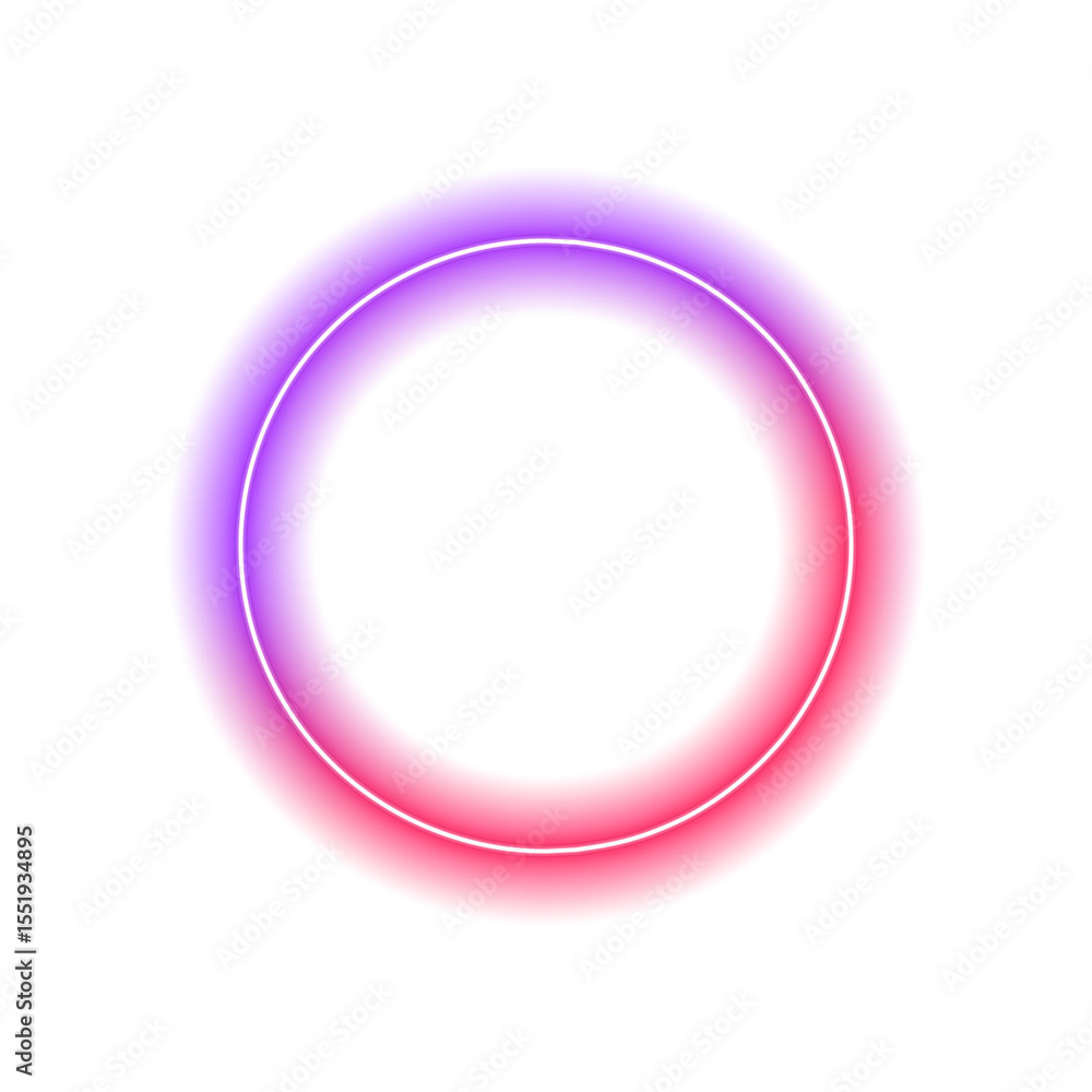 Poster glowing neon round lamp icon on transparent background in png format. colorful bright neon template.