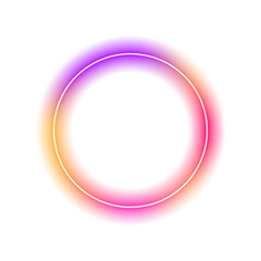 Glowing neon round lamp icon on transparent background in PNG format. Colorful bright neon template. Iridescent chrome drops or hologram irregular freeform organic shapes.	