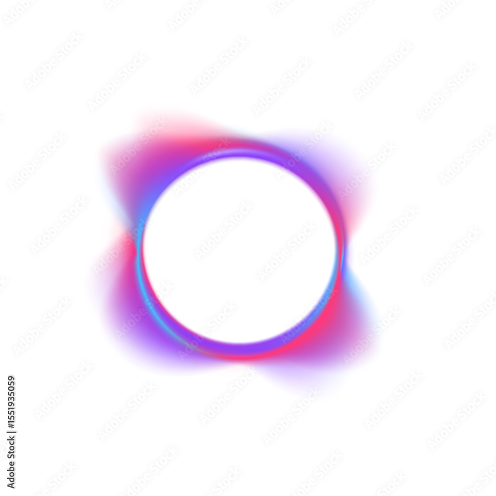 Aufkleber Bright colored gradient neon circles of round curve shape with wavy dynamic lines in PNG format on white background.	