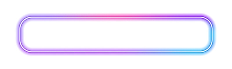 Colorful neon rectangular frame mockup isolated on transparent background PNG. Gradient pink purple blue color. Isolated on transparent background. 	