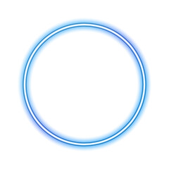 Glowing neon round lamp icon on transparent background in PNG format. Neon lighting round shape element.