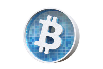 Swimming pool in the shape of a Bitcoin logo. Suitable for mempool and coin mixing concepts. High quality 3D rendering.