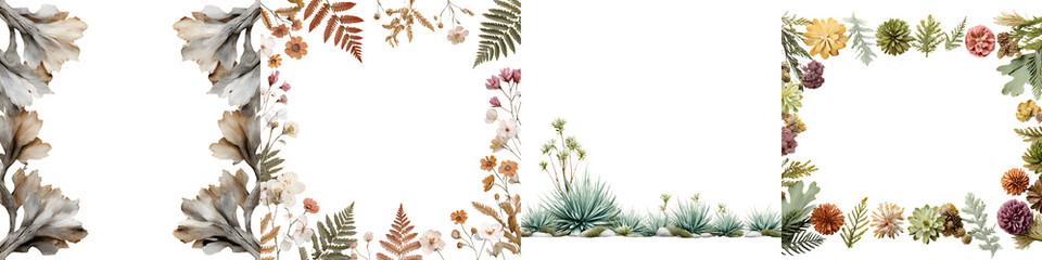 Obraz premium Watercolor Floral Frames: Botanical Borders for Invitations and Design