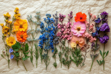 Bouquet of flowers on paper.