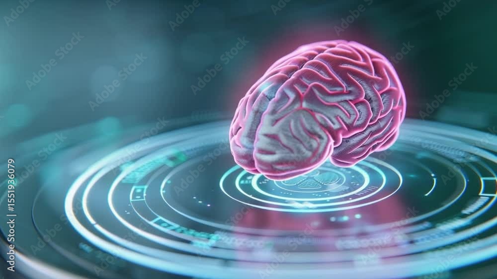 Poster illuminated brain: a detailed and captivating representation of the human brain, bathed in a luminou
