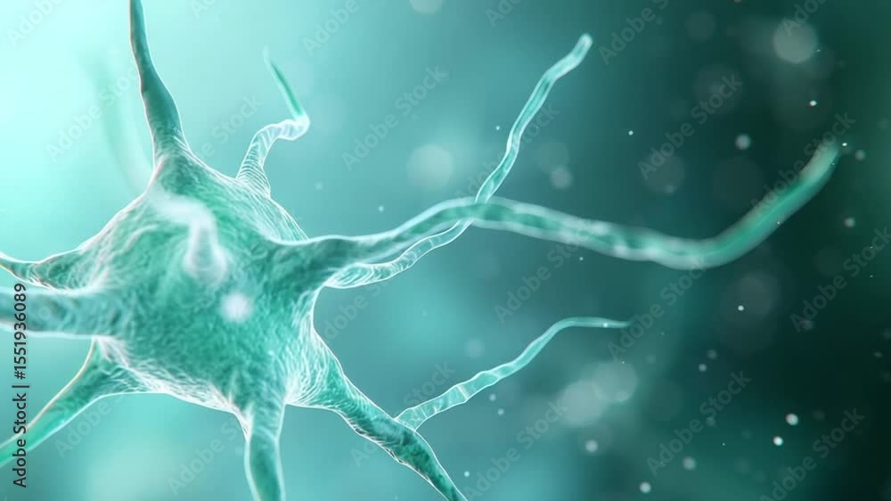 Poster Neural Pathway in Focus: An abstract representation of a neuron glows with soft, captivating light, offering a glimpse into the complex world of the human nervous system.