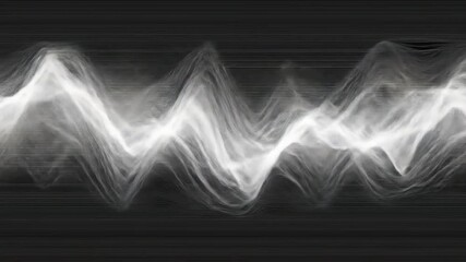 Monochrome abstract sound wave pattern with dynamic energy flow and digital vibration - Powered by Adobe