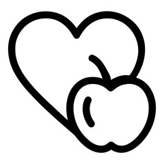 Heart symbol with apple icon with transparent background representing heart healthy lifestyle and nutrition awareness
