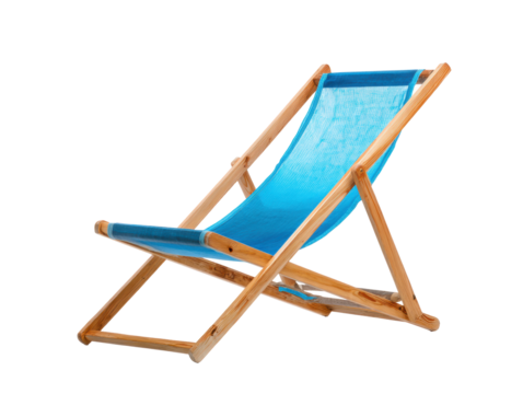 Relaxing outdoor lounge chair in vibrant blue and natural wood finish