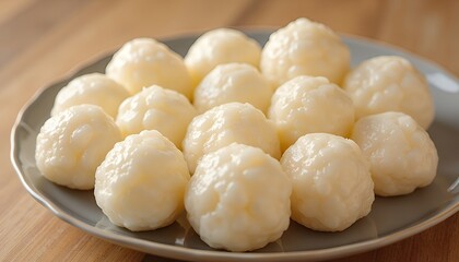 Pile of white ball on plate