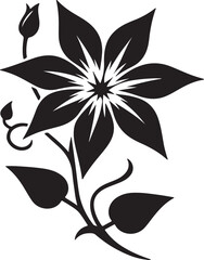 Star Glory Flower Black Silhouette Vector, Decorative Botanical Clipart & Wild Bloom Design