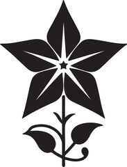 Star Glory Flower Black Silhouette Vector, Decorative Botanical Clipart & Wild Bloom Design