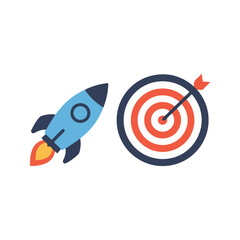 flat vector icon, Rocket with Target icon, suitable for infographic and app design