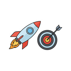 flat vector icon, Rocket with Target icon, suitable for infographic and app design