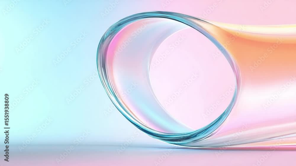 Poster Abstract Swirl of Light: A mesmerizing display of a translucent, curved form, seemingly crafted from light, against a gradient backdrop that evokes feelings of fluidity and ethereal beauty.