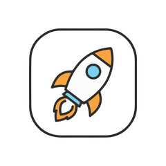 flat vector icon, Rocket Launch Button icon, suitable for infographic and app design