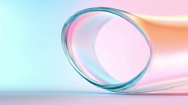Abstract Swirl of Light: A mesmerizing display of a translucent, curved form, seemingly crafted from light, against a gradient backdrop that evokes feelings of fluidity and ethereal beauty.