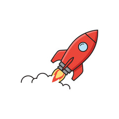 flat vector icon, Classic Rocket Takeoff icon, suitable for infographic and app design