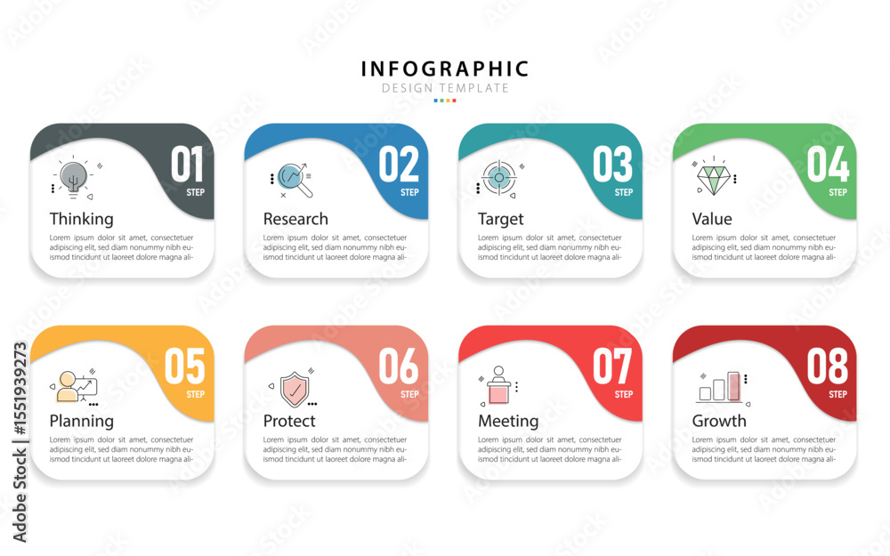 Poster timeline creator infographic template. 8 step timeline journey, calendar flat simple infographics de