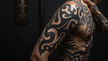 Tribal tattoo on man's arm
