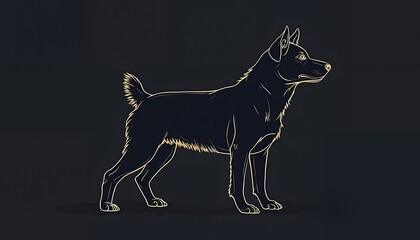Dog Standing Silhouette Illustration on Dark Background