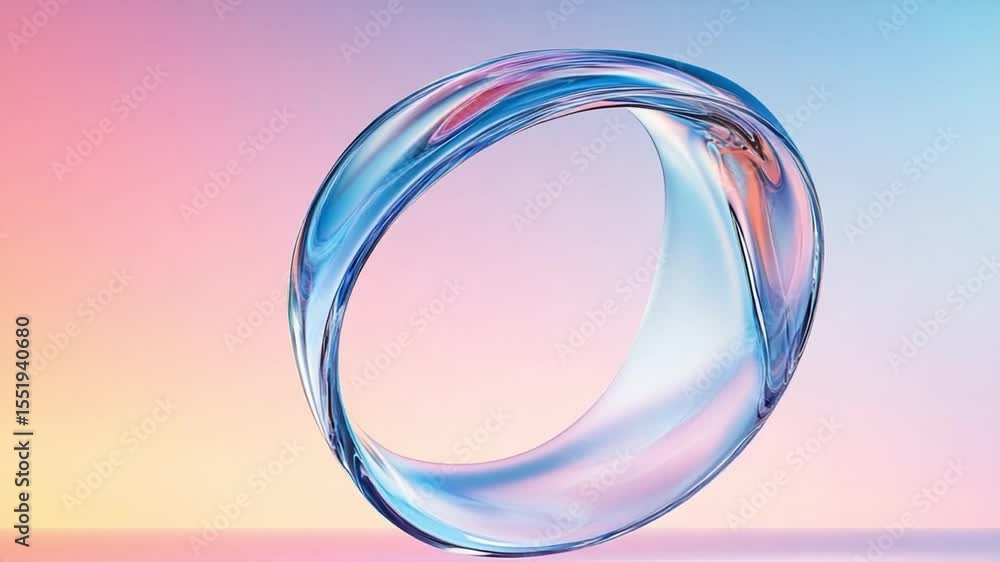 Poster abstract ring: a mesmerizing, translucent ring of fluid, capturing light and shadow against a soft, 