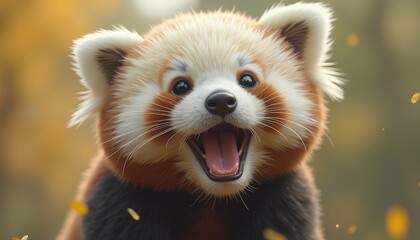 Happy red panda portrait