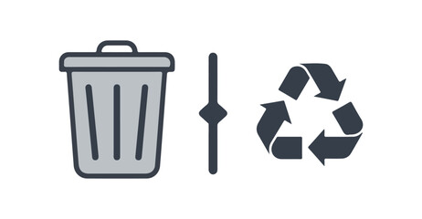 flat vector icon Trash Bin with Recycle, Minimalist Trash Bin Recycle icon, suitable for infographic and app design
