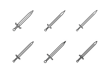 sword icon line art vector illustration