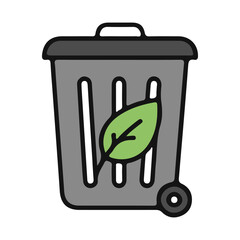 flat vector icon Trash Bin with Recycle, Trash Bin Leaf Eco icon, suitable for infographic and app design