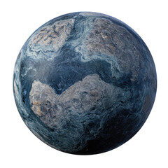 Detailed globe featuring continents and oceans rendered realistically on transparent background