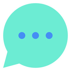 Chat Message -  Flat Green Blue Style icon - Single chat bubble with three dots, symbolizing real-time chat or ongoing conversation