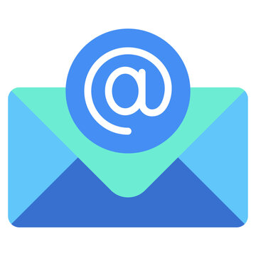 Email Envelope -  Flat Green Blue Style icon - Envelope with mail symbol, representing email identity or address