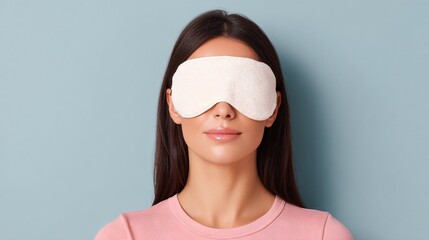 Woman resting her eyes with warm eye mask in a tranquil wellness environment spa setting relaxation concept