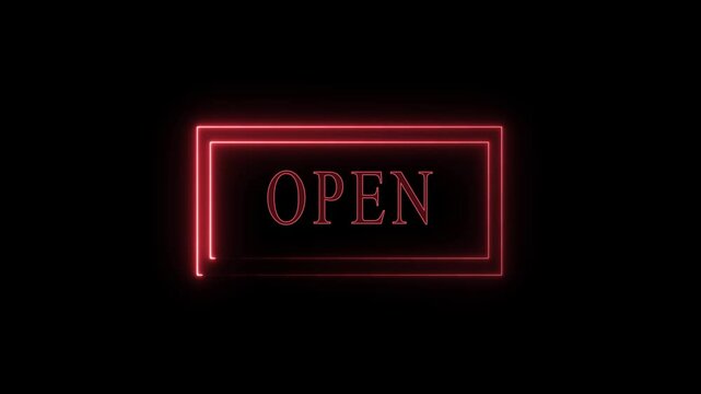 Bright neon rectangle animation, abstract background. Abstract bright neon rectangle border frame open  text. Square rectangle with neon color motion, 4k animation