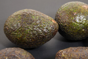 green avocado with black background
