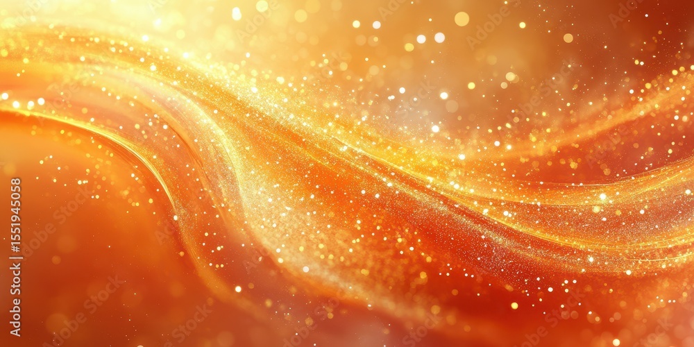 Poster vibrant golden wave texture creates a mesmerizing background with sparkling particles and fluid moti
