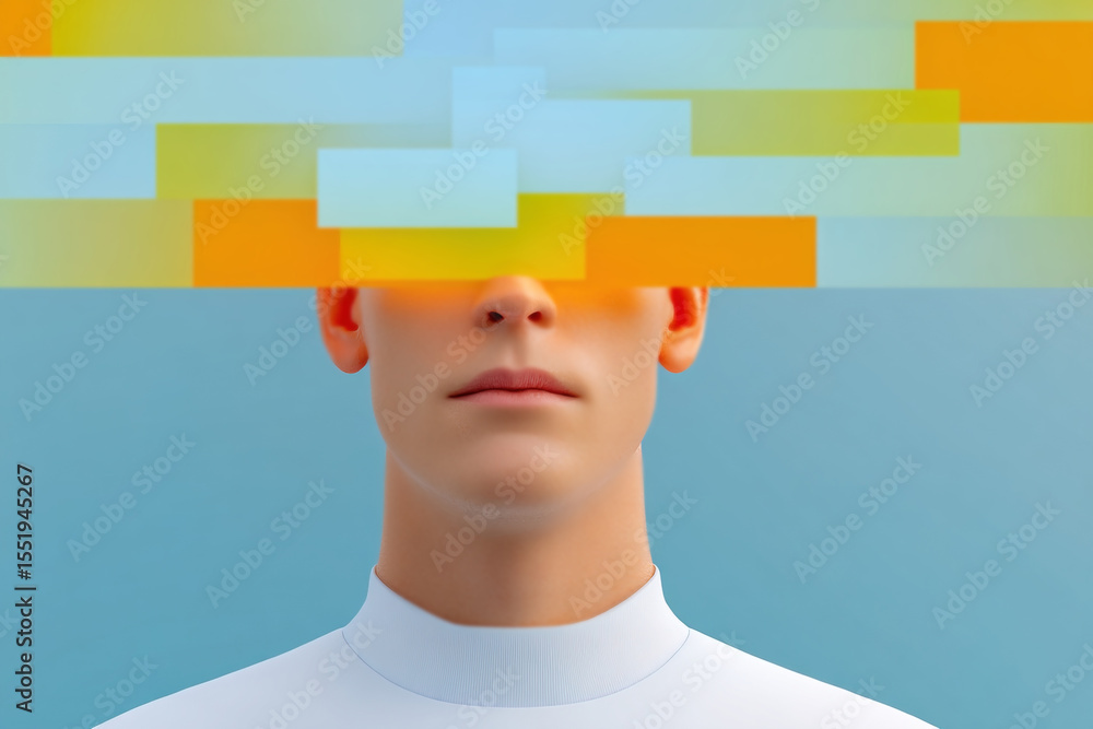 Poster exploring the boundaries of perception and abstraction in a surreal art piece