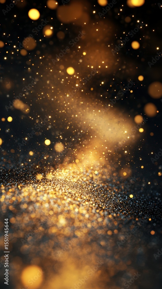 Poster shimmering particles create a magical atmosphere in a dimly lit space during an evening event